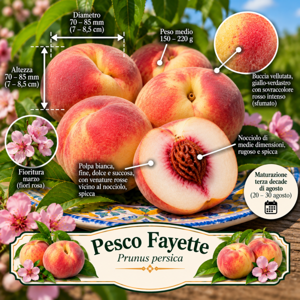Pesco Fayette – Prunus persica – vaso Ø20 – pianta di 2 anni