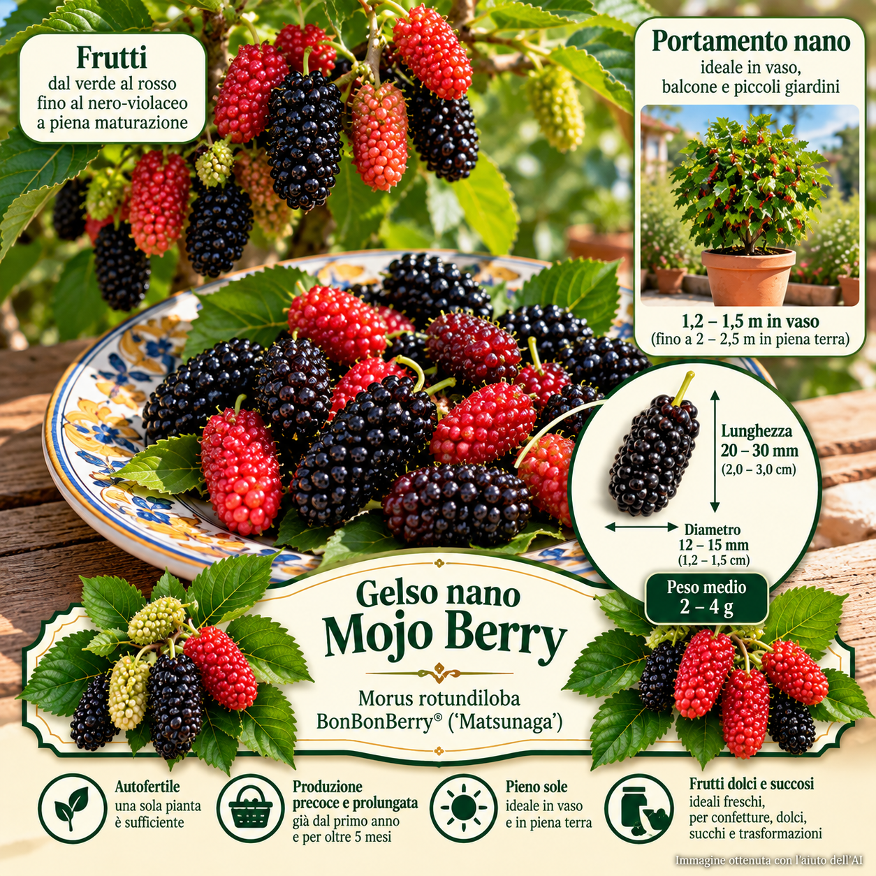 Gelso nano Mojo Berry – Morus – vaso Ø 16 cm